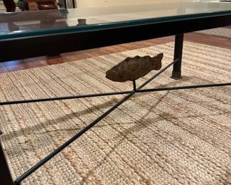 Metal and glass coffee table with fish detail