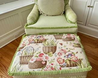 Pretty upholstered chair with ruffle detail
