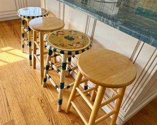 Four counter stools, two painted 