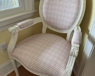 White upholstered arm chair