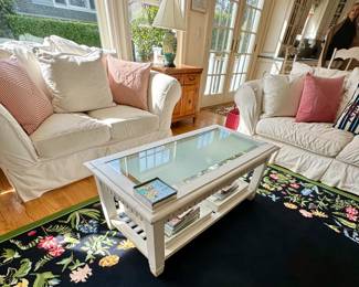 Glass top coffee table 19 high, 48, x 24 