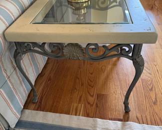 Stone and glass side table
