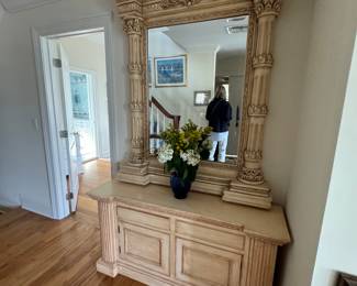 Custom built cabinet with matching mirror