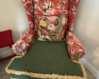 Pretty upholstered chair with fringe