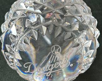 Waterford Crystal Dodgers Baseball Paperweight.