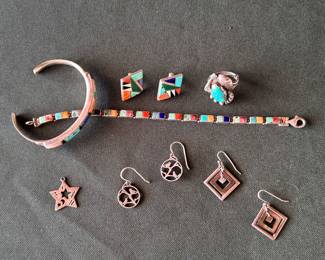 Turquoise and silver jewelry.