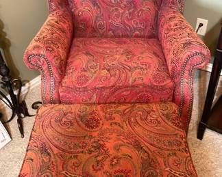 Norwalk Paisley Accent Chair With Ottoman