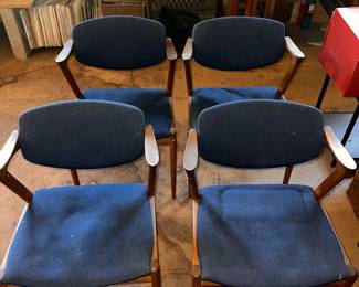 Blue Fabric Mid-Century Modern Chairs