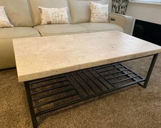 Exceptional Travertine Coffee Table, weighted like marble, beautiful natural stone appeal