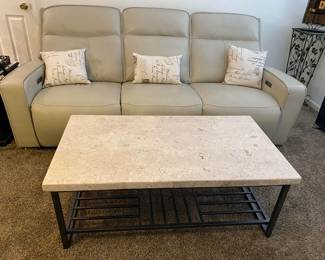 Exceptional Travertine Coffee Table, weighted like marble, beautiful natural stone appeal