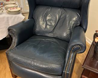 Bradington Young Blue leather recliner