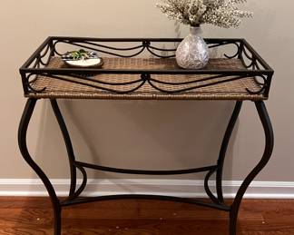 Metal and wicker accent table