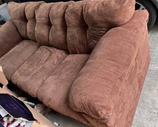 Brown velour sofa