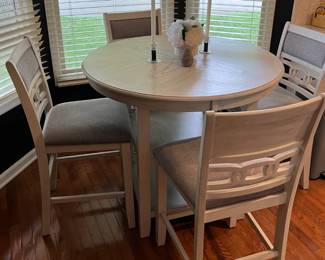 Whitewash pub table and 4 chairs