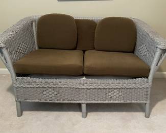 Grey all-weather settee and chair