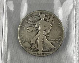 1938-D Walking Liberty Silver Half Dollar, US 50c