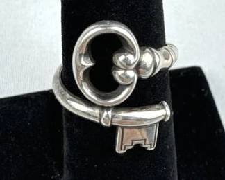 925 Silver Avon Skeleton Key Wrap Ring