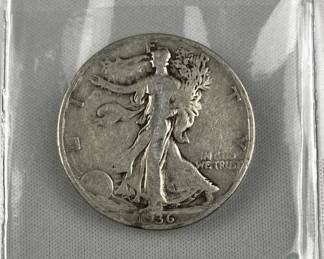 1936-S Walking Liberty Silver Half Dollar, US 50c