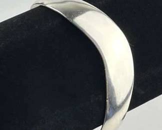 925 Silver Taxco Cuff Curved Bracelet