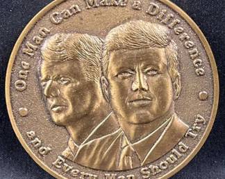 Large Brass JFK Library Make a Difference Medal