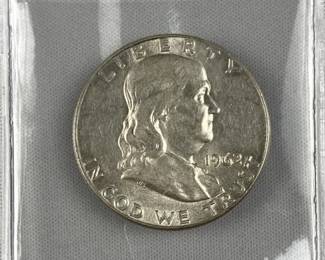 1962-D Franklin Silver Half Dollar, US 50c Coin