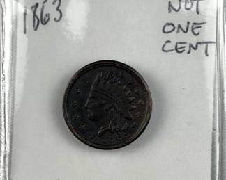 1863 'NOT' One Cent Indian Style Token