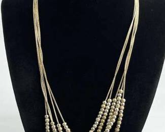 925 Silver Multi-Strand Beaded Necklace