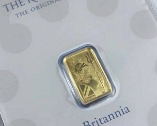 1g Gold Bar, Royal Mint Britannia Carded 999.9