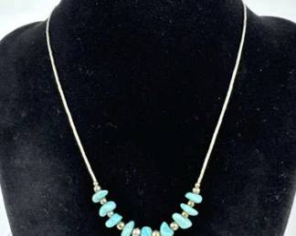 925 Silver Liquid Silver Turquoise Necklace