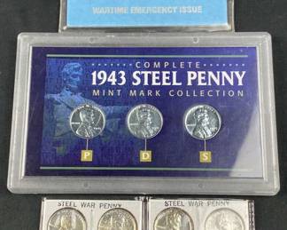 (4) 1943-P,D,S WWII Era Steel Cents Sets