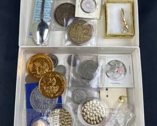 Vintage 'Junk Drawer' Lot, Coins, Medals & More