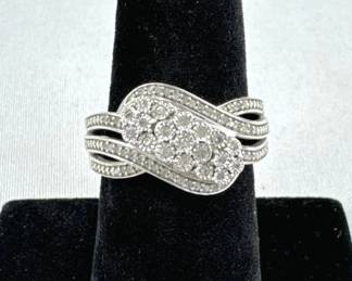 925 Silver Diamond Wave Ring