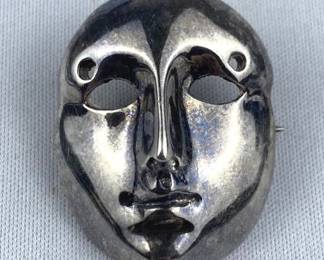 925 Silver Drama Mask Pin/Pendant