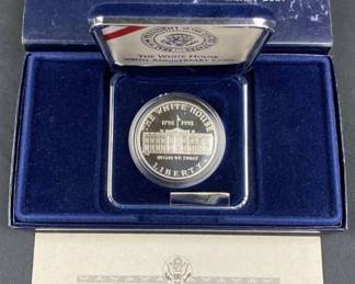 1992 Proof Silver Dollar, White House 200th