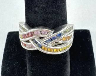 925 Silver Multi-Colored Stone Ring