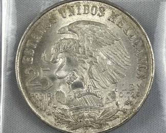 1968-Mo Mexico Silver 25 Pesos AU+