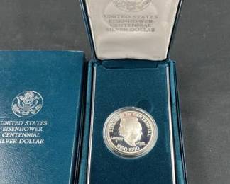 1990 Proof Silver Dollar, Eisenhower Centennial