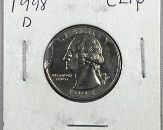 1998-D Washington Quarter, Clipped Planchet Error