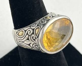 925 Silver & 18K Gold Citrine Ring