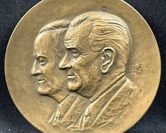 Large Bronze LBJ & VP Humphrey Medallion