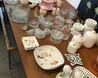 glass ware, serving ware, bowls, trivets, etc...and we are still unpacking more!