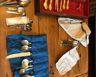 sterling and gold finish flatware
