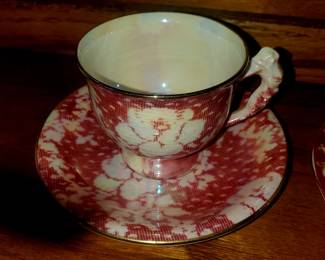 Royal Winton Grimwades Teacup And Saucer Brocade Dark Pink. 
