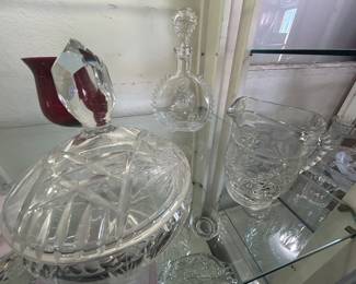 Crystal bottles and dishes