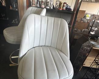 White Leather Swivel Chairs