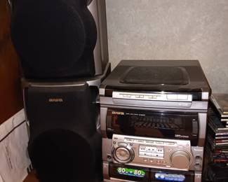 AIWA CD, tuner, cassette with 2 speakers sound system.