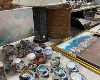 Porcelain Asian Bowls, Lamp and Artwork Orlando
