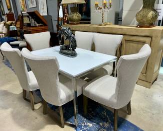 Dining Table, Chairs and Bronze Remington Orlando Estate Auction