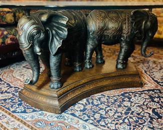 Three Elephant Glass top coffee table