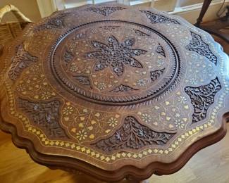 Tramp art Antique Inlaid table 